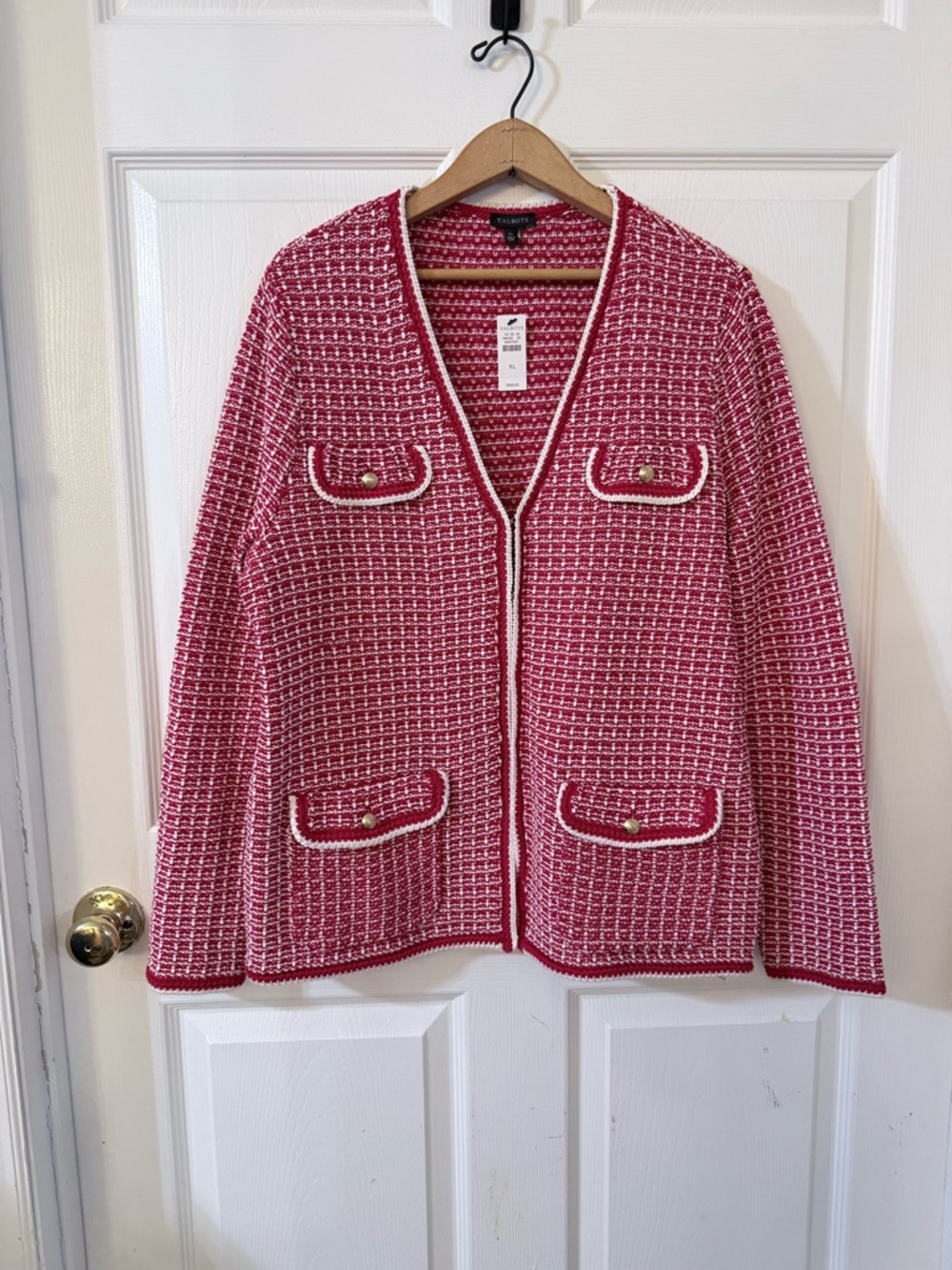 NWT Talbots Red & White Jacket XL